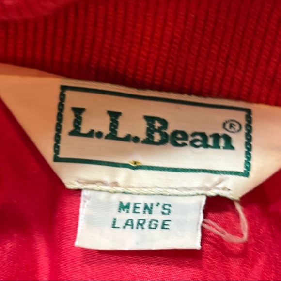 LL Bean BLUE NYLON red Rain Wind Jacket Full Zip COAT Hood vented Windbreaker Lg - Picture 4 of 16